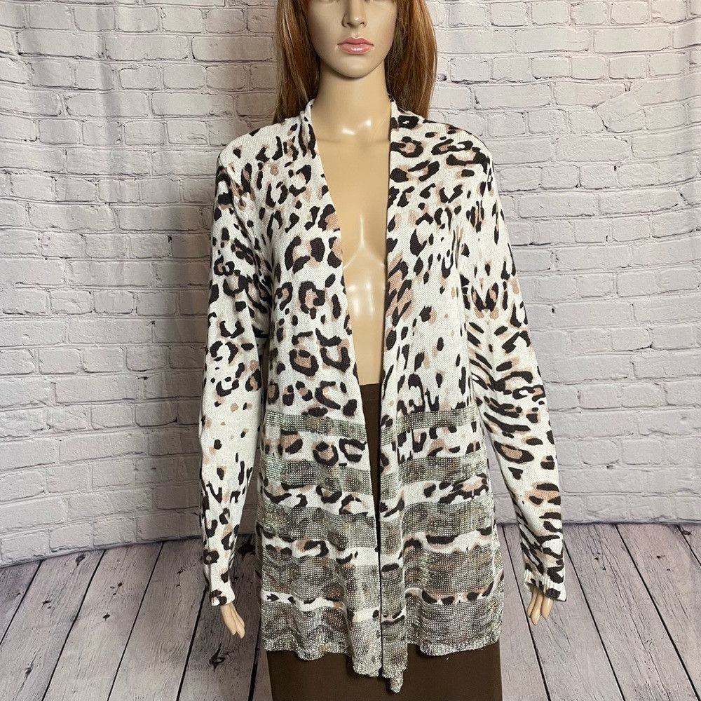 Chicos Chico's Animal Shine Viven Cardigan Size 2 US L Size L / US 10 / IT 46 - 2 Thumbnail