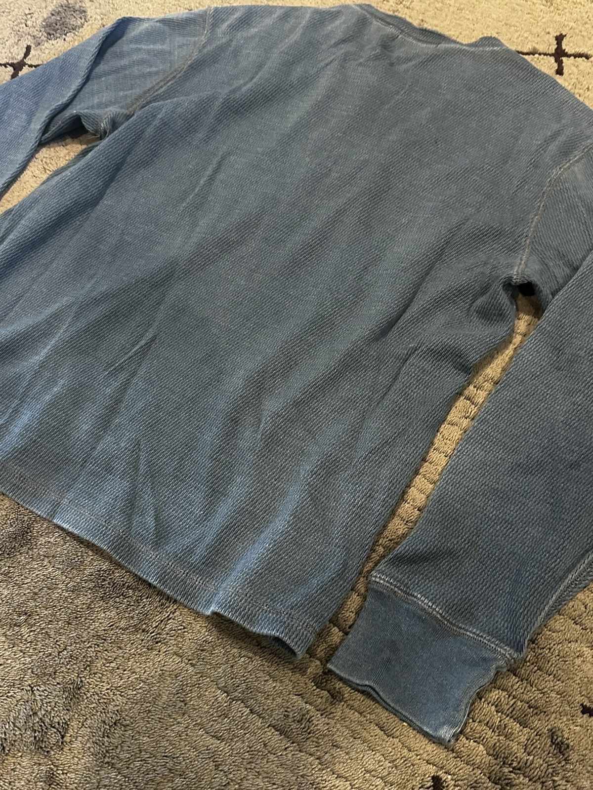 RRL Ralph Lauren RRL RALPH LAUREN Indigo Jacquard-Knit Henley Shirt Size US XXL / EU 58 / 5 - 7 Thumbnail