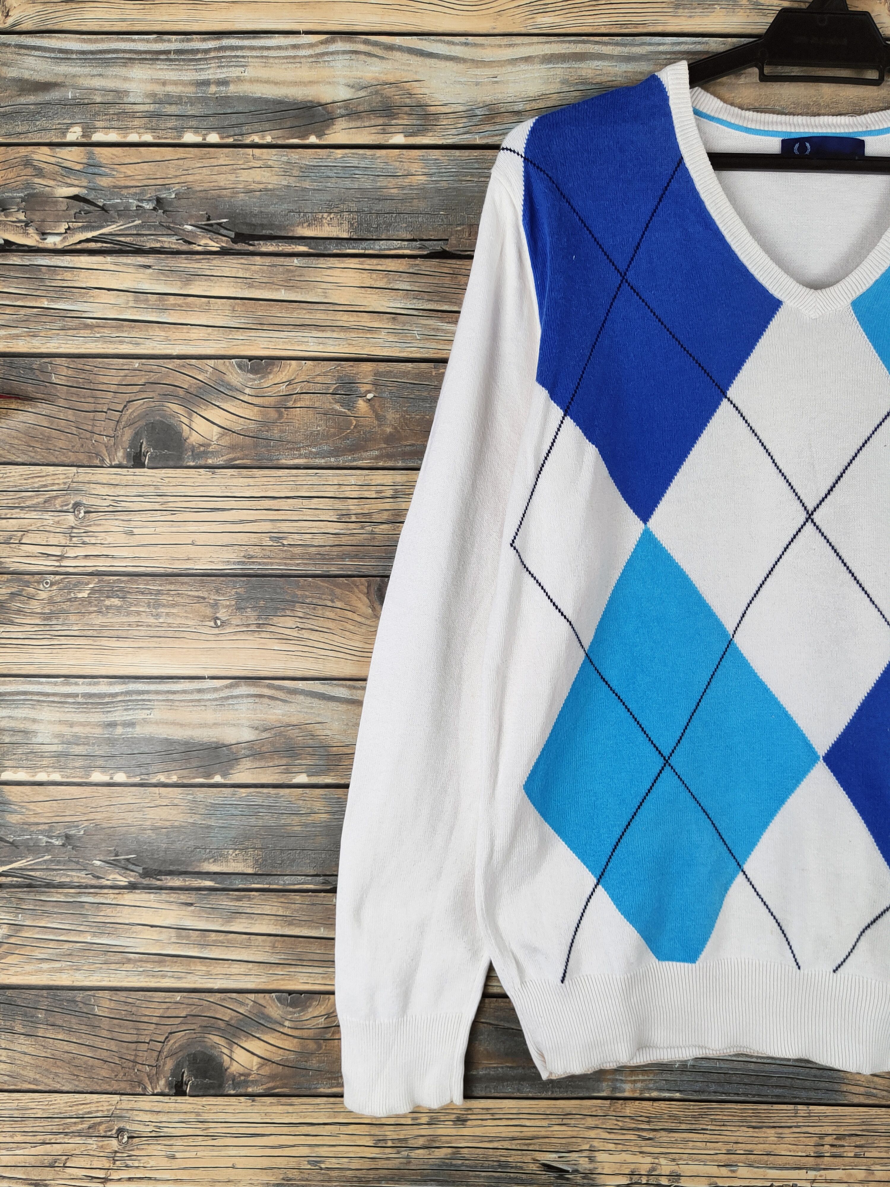 Fred Perry DL Fred Perry White Blue Knitwear Sweatshirts #46-126 Size US S / EU 44-46 / 1 - 4 Thumbnail