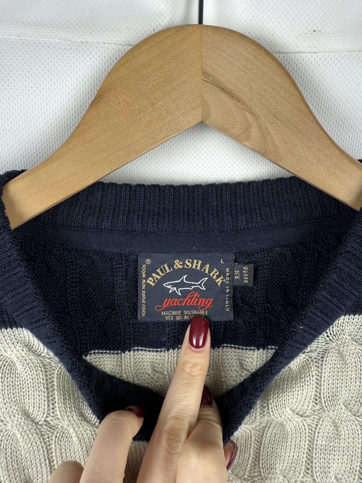 Paul & Shark Paul & Shark Wool Cable Knit Crewneck Heavy Sweater Pullover Size US L / EU 52-54 / 3 - 8 Thumbnail