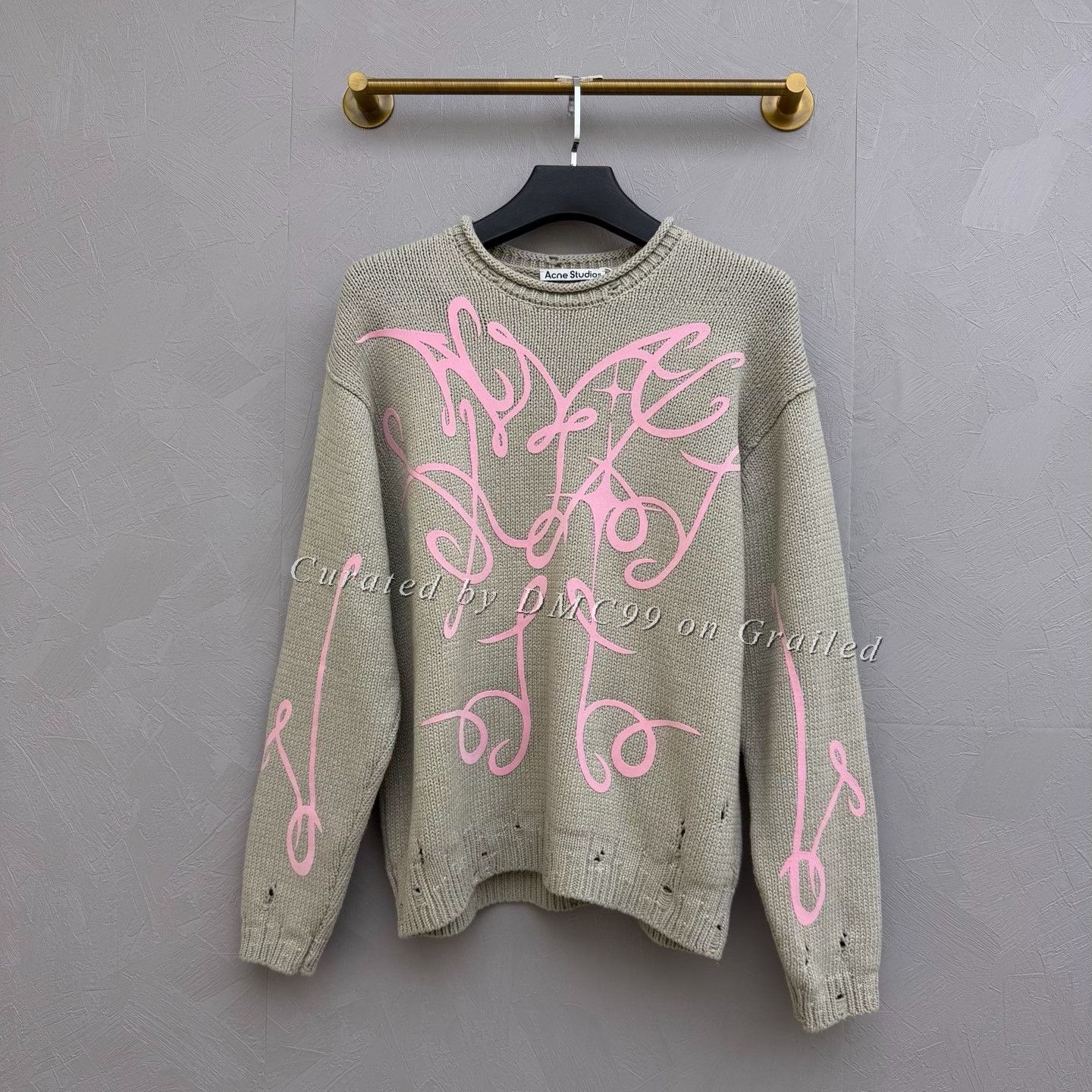 Acne Studios Acne Studios Pink Flocked Shimmer Knit Sweater Size XS / US 0-2 / IT 36-38 - 1 Thumbnail