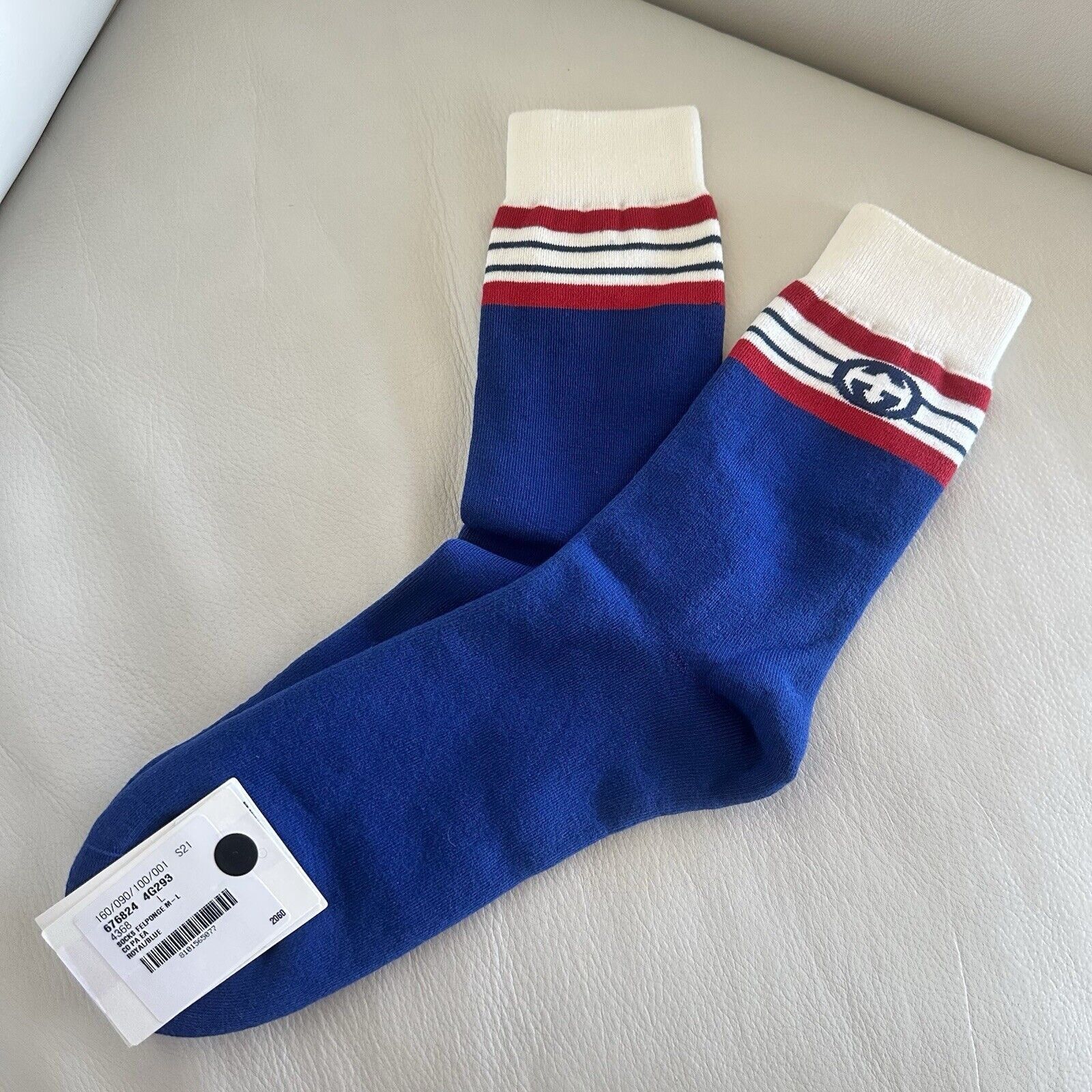 Gucci NWT Gucci Socks FELPONGE 676824 4G293 Interlocking G Stripe Size ONE SIZE - 2 Thumbnail