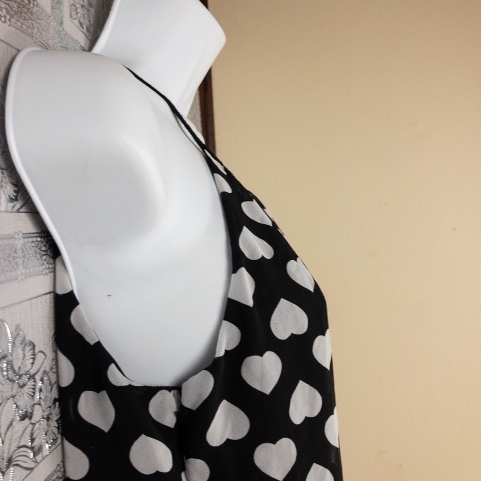 Express Express Heart Print Tie Back Blouse Halter Top Size XS / US 0-2 / IT 36-38 - 5 Thumbnail