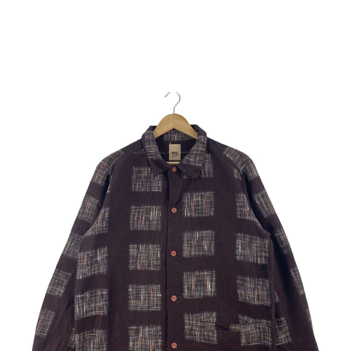 Norbit Vintage NORBIT Textured Plaid Patchwork Button Up Shirt Size US M / EU 48-50 / 2 - 2 Thumbnail