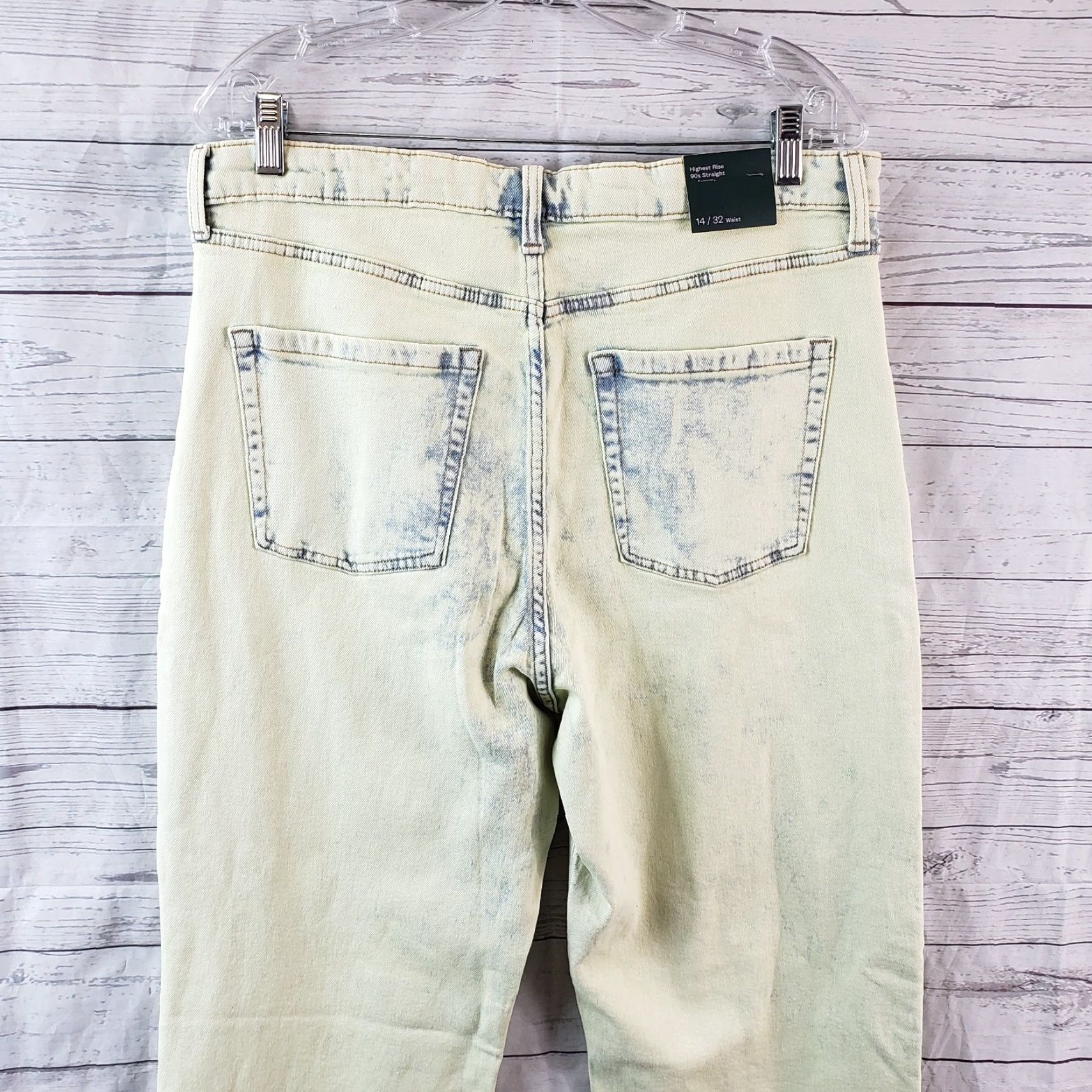 Vintage VINTAGE Wild Fable Womens Highest Rise 90s Straight Jeans Sz 14 Acid Over-Dye Lime Green Size 36" / US 14 / IT 50 - 4 Thumbnail