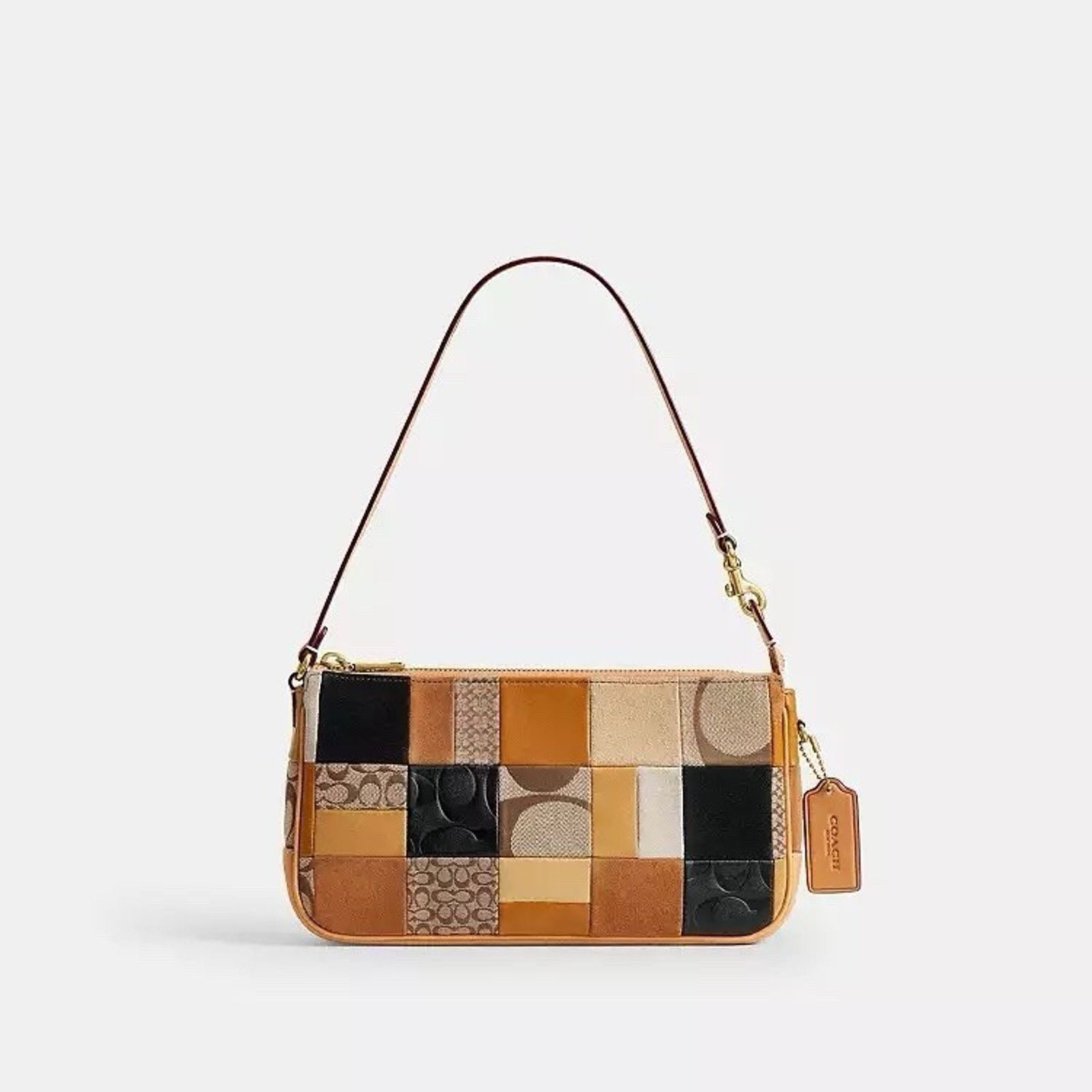Coach NWT Coach Plaza Bag 25 Patchwork CFB84 Brass/Brown Leather Size ONE SIZE - 5 Thumbnail