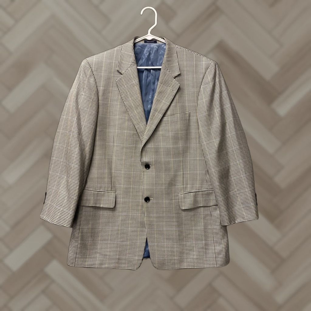 Roundtree & Yorke Roundtree & Yorke Men's Sport Coat Blazer 42R Multicolor Houndstooth Plaid Wool-Silk Tweed Size 42R - 1 Thumbnail