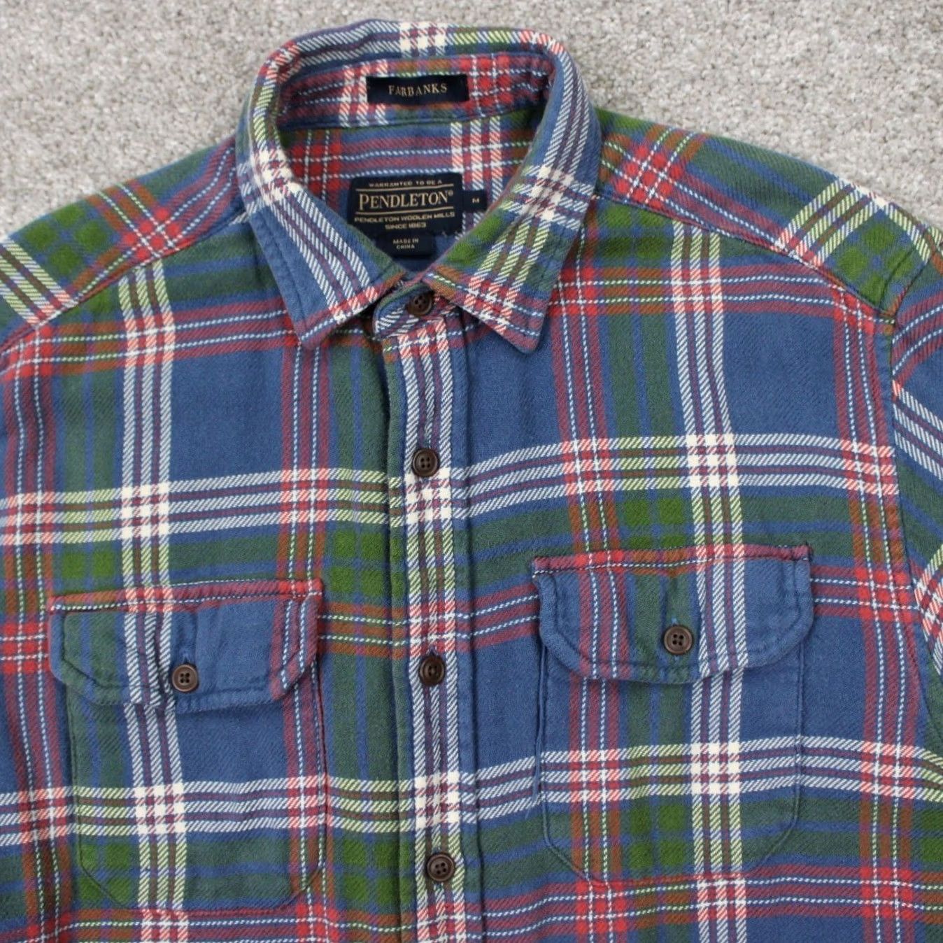 Pendleton Pendleton Fairbanks Shirt Mens Medium Blue/Green Plaid L/S Cotton Flannel Button-Up Baseball Collar Pocketed Casual Workwear Vintage: No Size US M / EU 48-50 / 2 - 5 Thumbnail