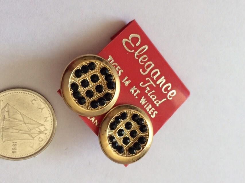 Designer Elegance Trid Vintage Gold & Black Earrings Size ONE SIZE - 1 Thumbnail