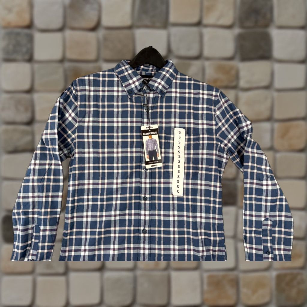 Bonobos Bonobos Button Up Shirt Mens Small Blue White Plaid Stretch Long Sleeve NWT Size US S / EU 44-46 / 1 - 1 Thumbnail