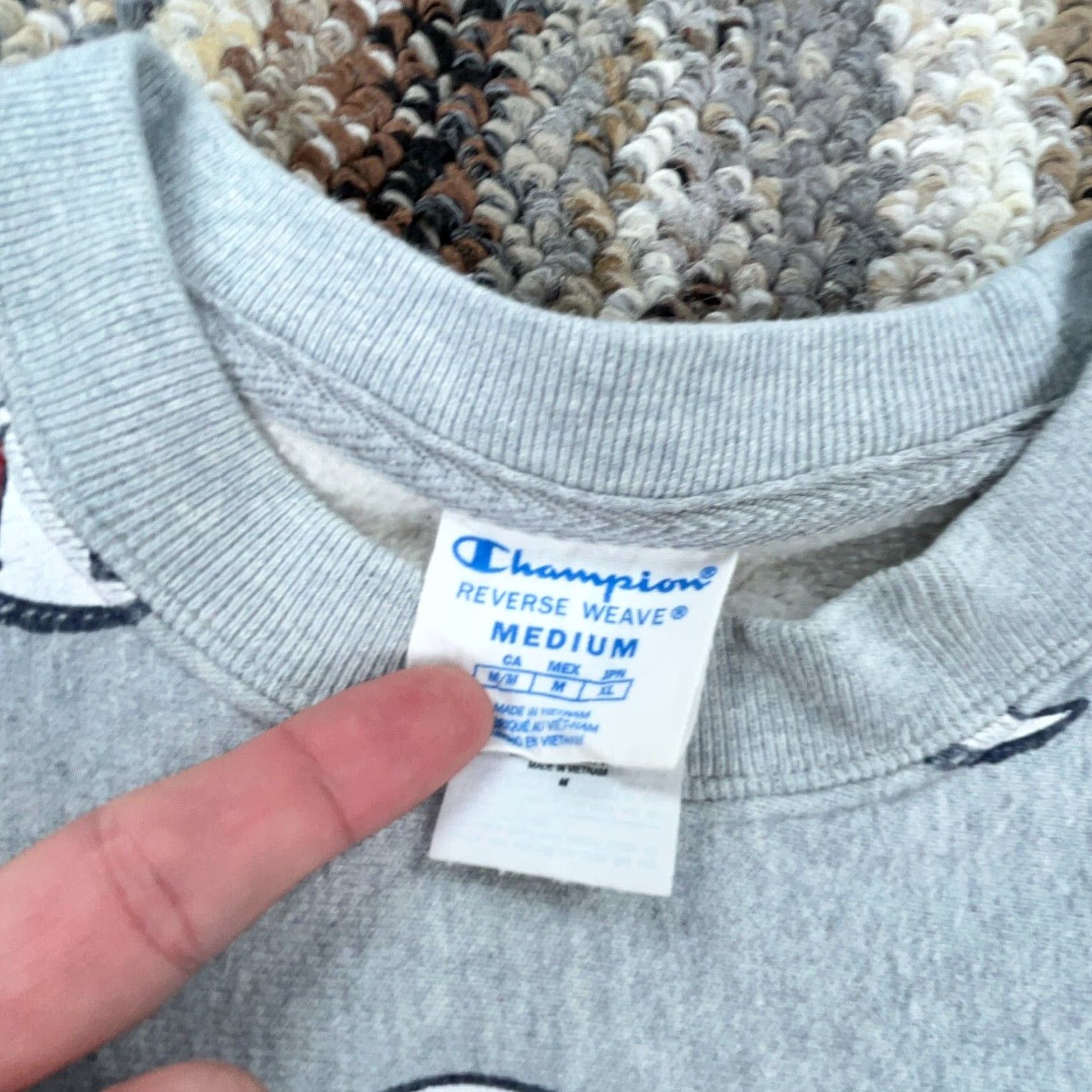 Champion Champion Sweatshirt Men Medium Gray Crew Neck Reverse Weave All Over Print AOP* Size US M / EU 48-50 / 2 - 2 Thumbnail