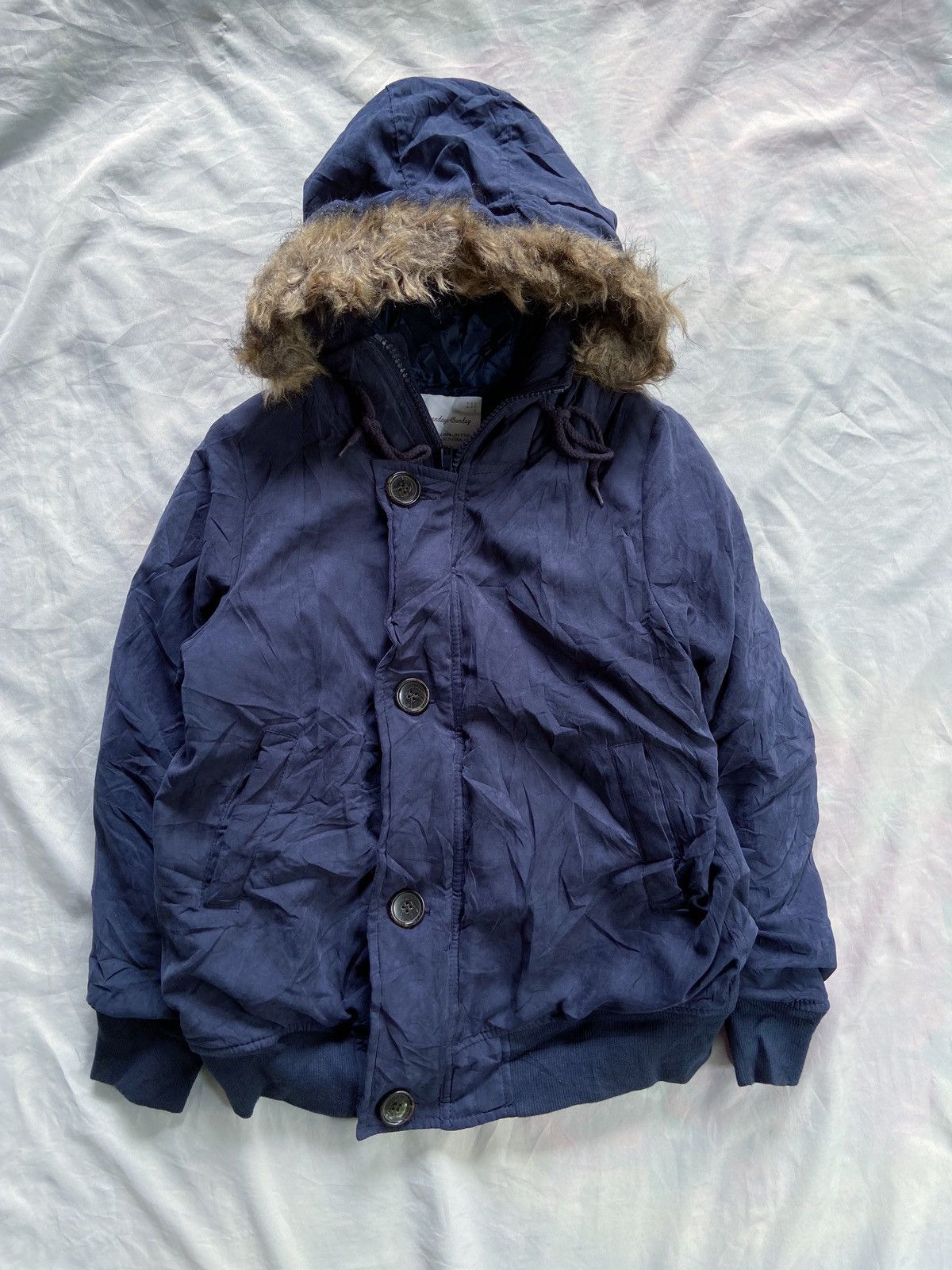 JAPANESE SEVENDAYS SUNDAY BOMBER FAUX FUR JACKET