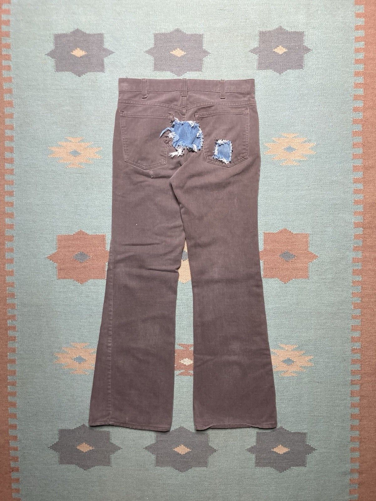 Levi's × Vintage 70s Levi’s jeans flare leg bell bottom button fly patc 30x30 Size 30" / US 8 / IT 44 - 7 Thumbnail