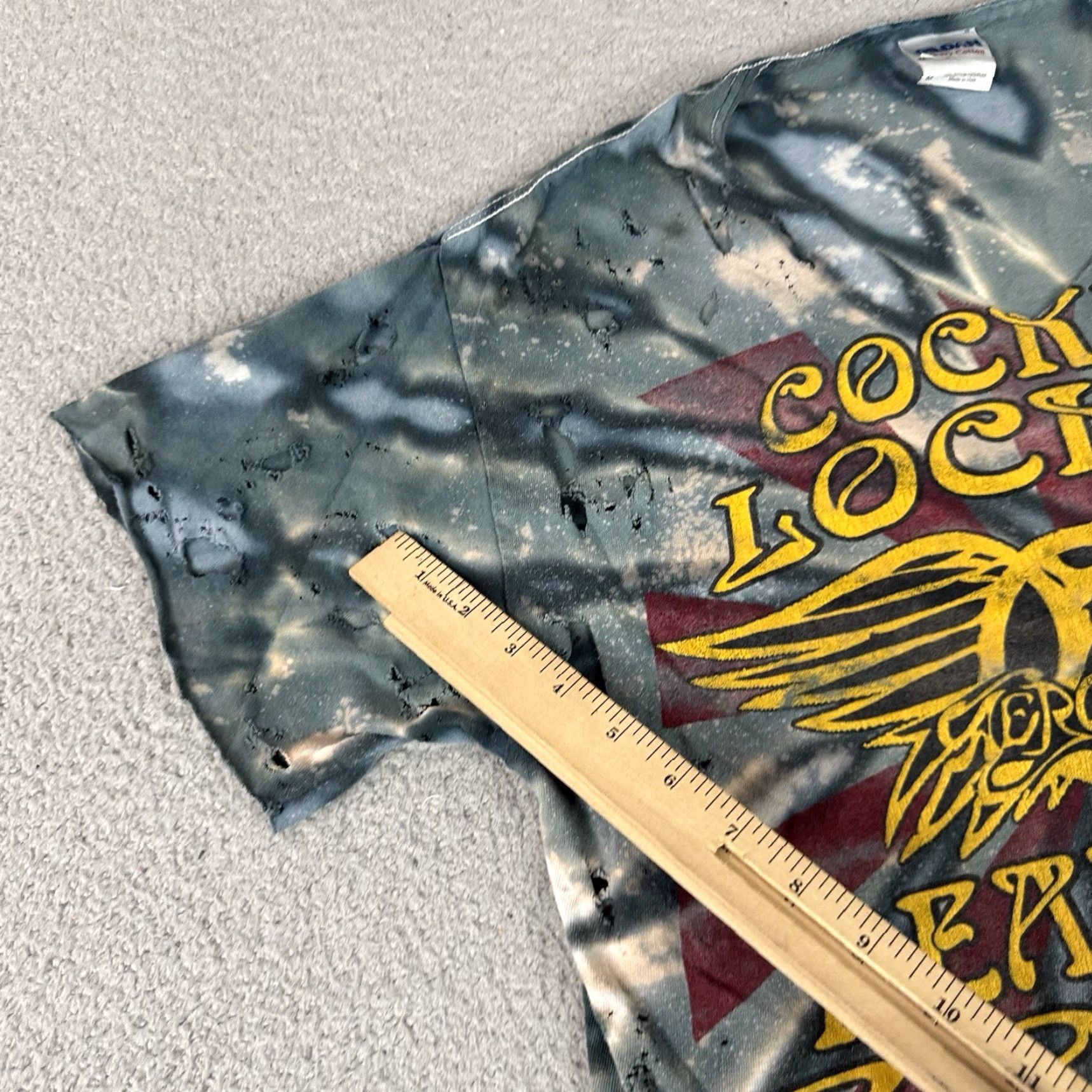 Gildan VINTAGE Aerosmith T Shirt Adult Medium Gray Tie Dye Cocked Locked Rock Tour Distressed M Mens Size US M / EU 48-50 / 2 - 7 Thumbnail
