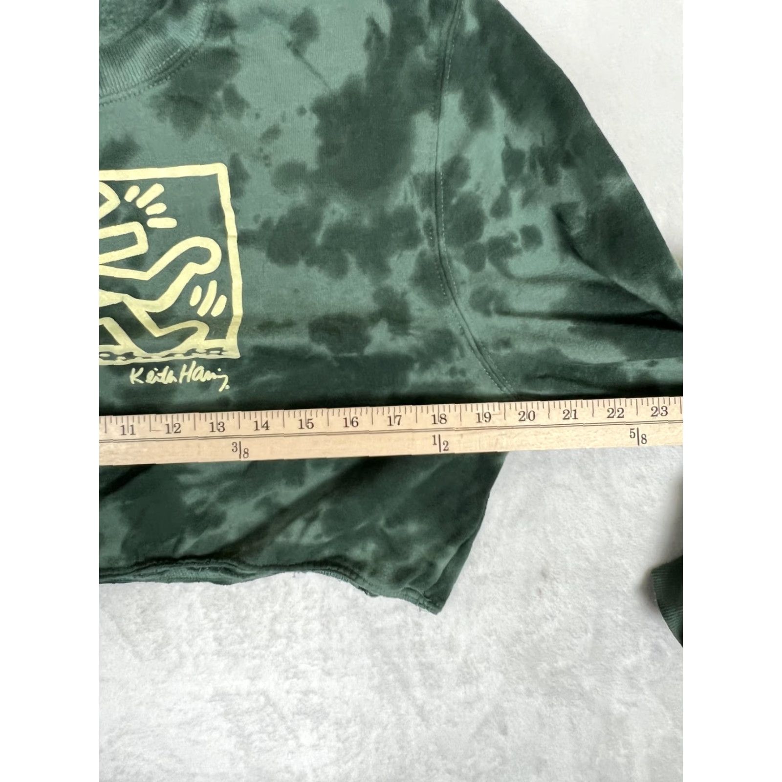 Vintage Keith Haring Sweatshirt Womens XL Green Tie-Dye Cropped Graphic Pullover Fleece Size XL / US 12-14 / IT 48-50 - 4 Thumbnail
