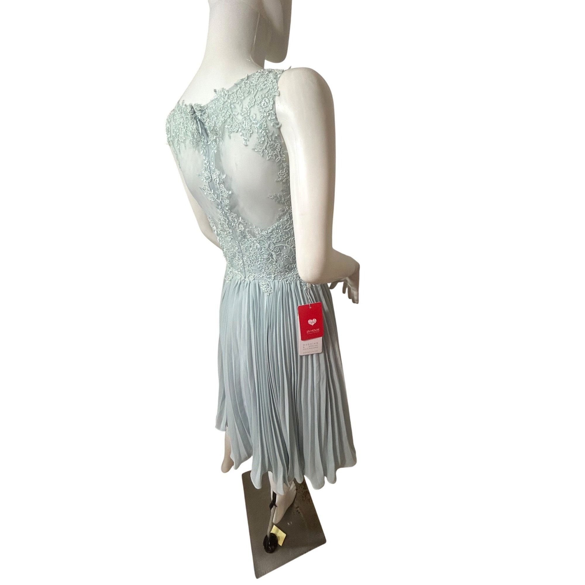 Other JJ’s House Cocktail Dress 4 Blue Green Lace Chiffon Pleats S Size S / US 4 / IT 40 - 13 Thumbnail