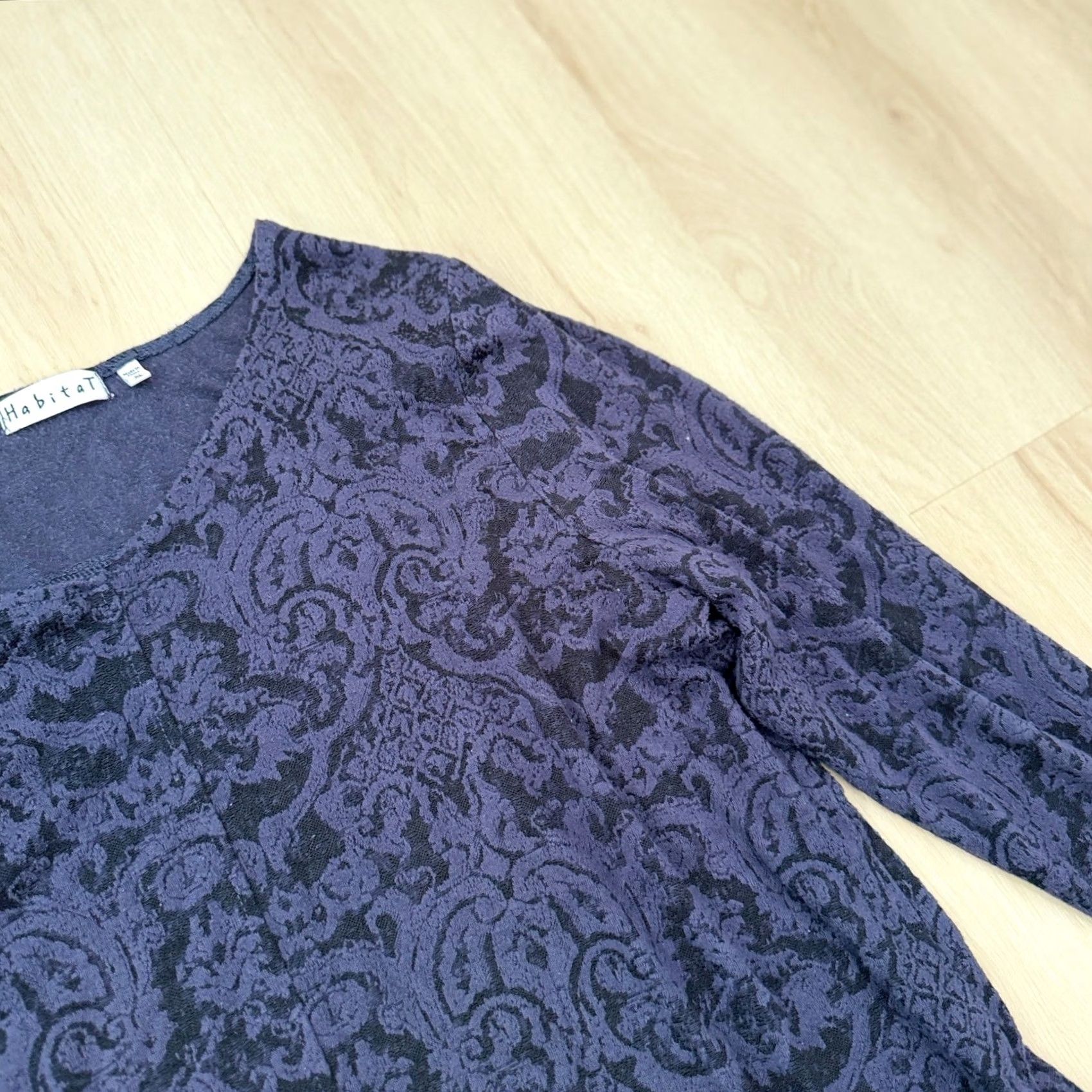 Habitat Habitat Blouse XL Purple Black Lacey Paisley Burnout Long Sleeve Top Womens Size XL / US 12-14 / IT 48-50 - 5 Thumbnail