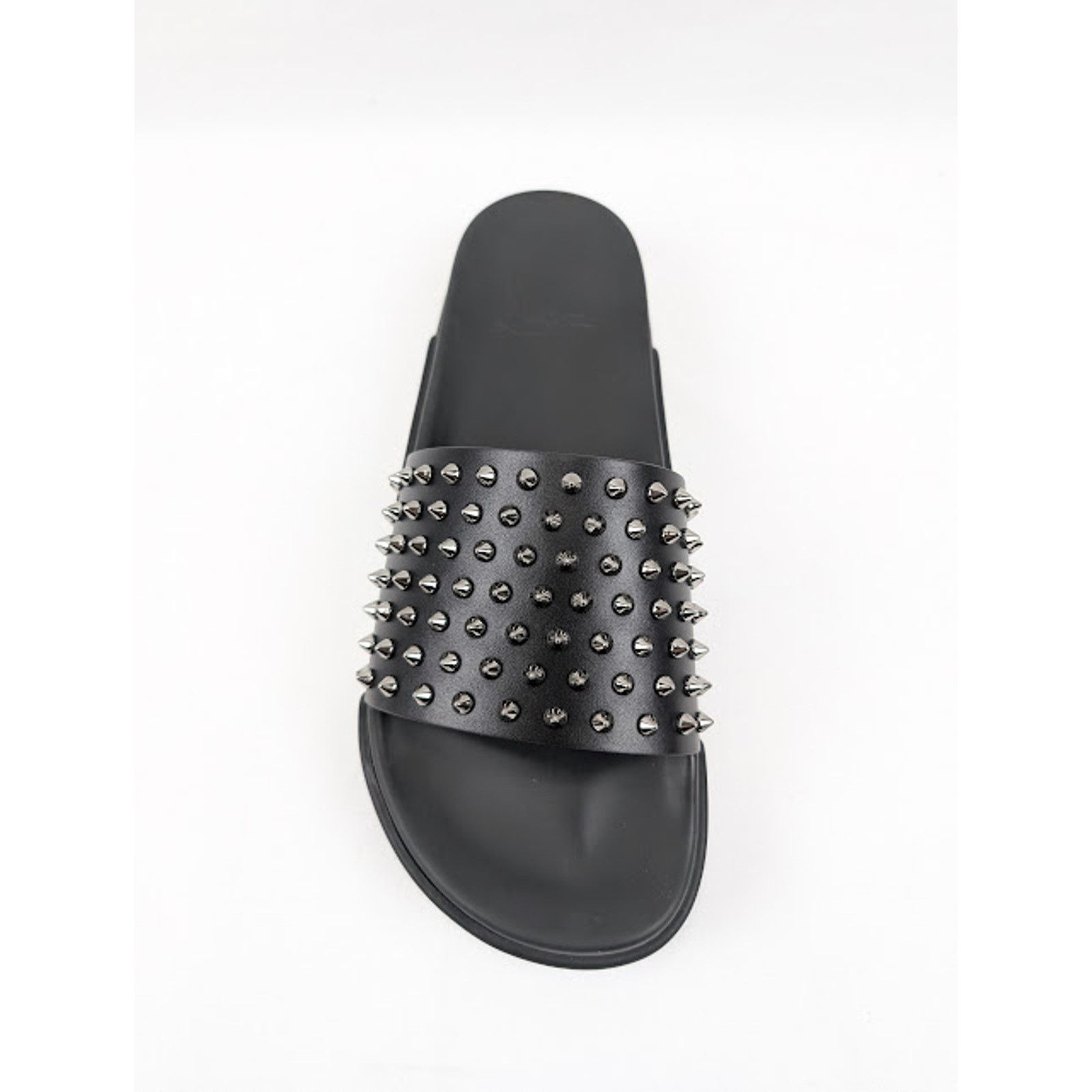 Christian Louboutin o1rshd1 Pool Fun Flat Calf Slippers in Black/Gun Size US 12.5 / EU 45-46 - 6 Thumbnail