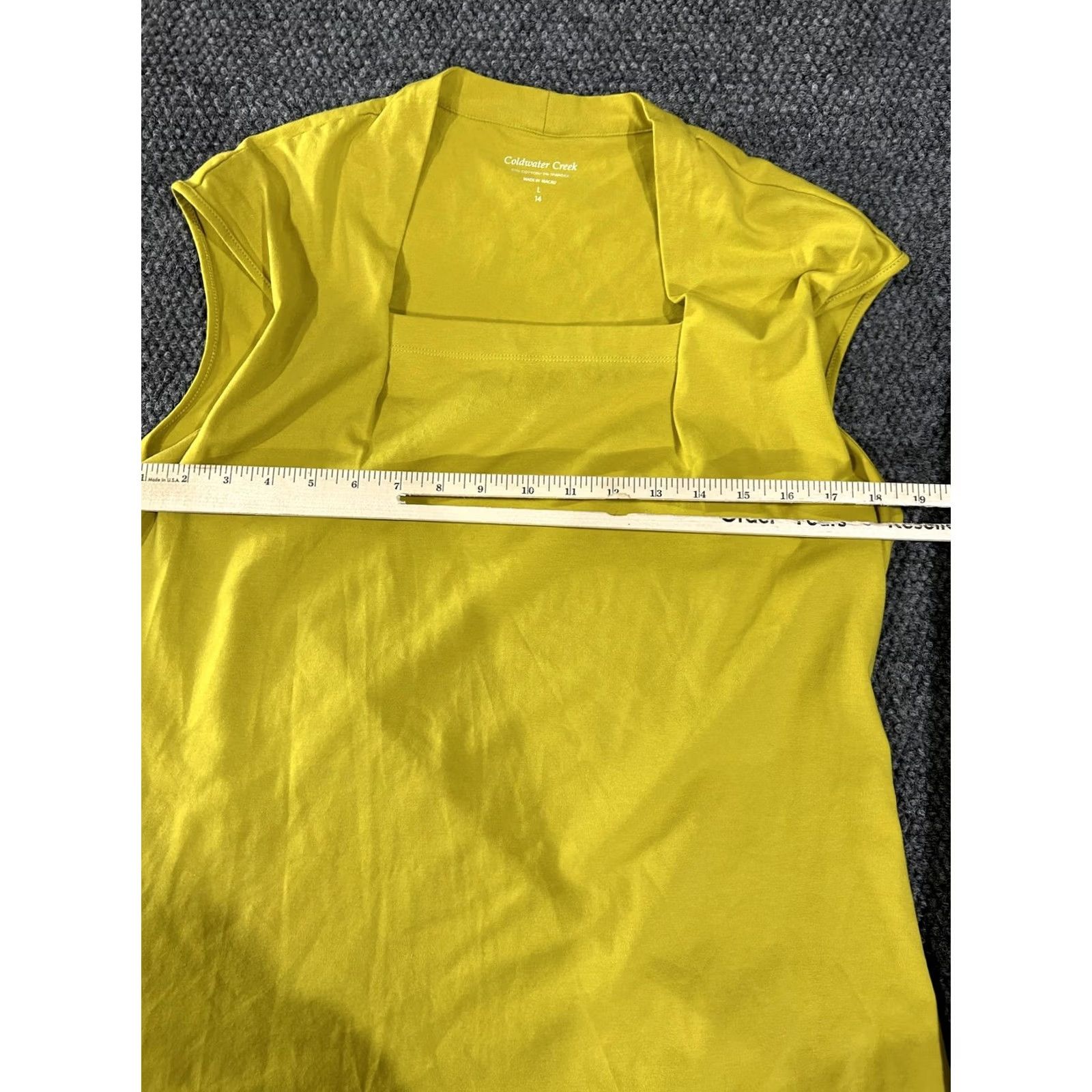 Coldwater Creek Coldwater Creek Shirt Womens Large Yellow Square Neck Cap Sleeve T-Shirt Size L / US 10 / IT 46 - 5 Thumbnail