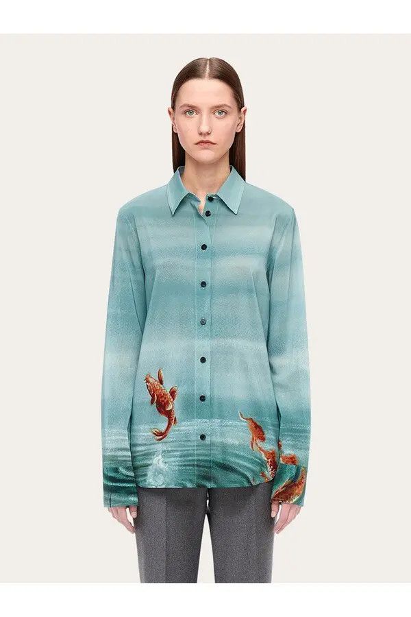 Salvatore Ferragamo o1y0426 Patterned Shirt in Multicolor Size M / US 6-8 / IT 42-44 - 2 Thumbnail