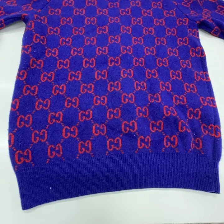 Gucci Gucci Gucci Kids Blue GG Embroidered V-Neck Sweater -2506 Size US S / EU 44-46 / 1 - 9 Thumbnail
