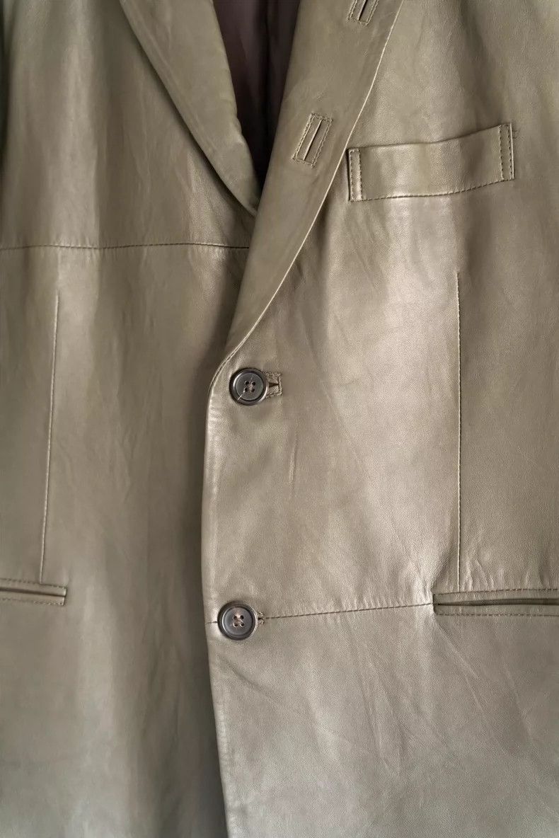 Yohji Yamamoto Yohji Yamamoto Yohji Yamamoto Olive Green Leather Blazer Size US S / EU 44-46 / 1 - 5 Thumbnail