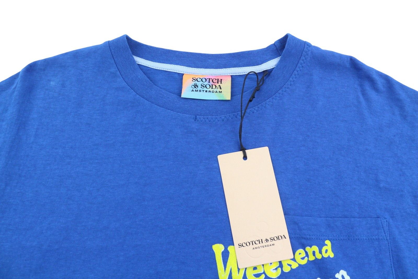 Scotch & Soda M Blue Cotton Linen Tricot T-Shirt 88588 Size US M / EU 48-50 / 2 - 4 Thumbnail