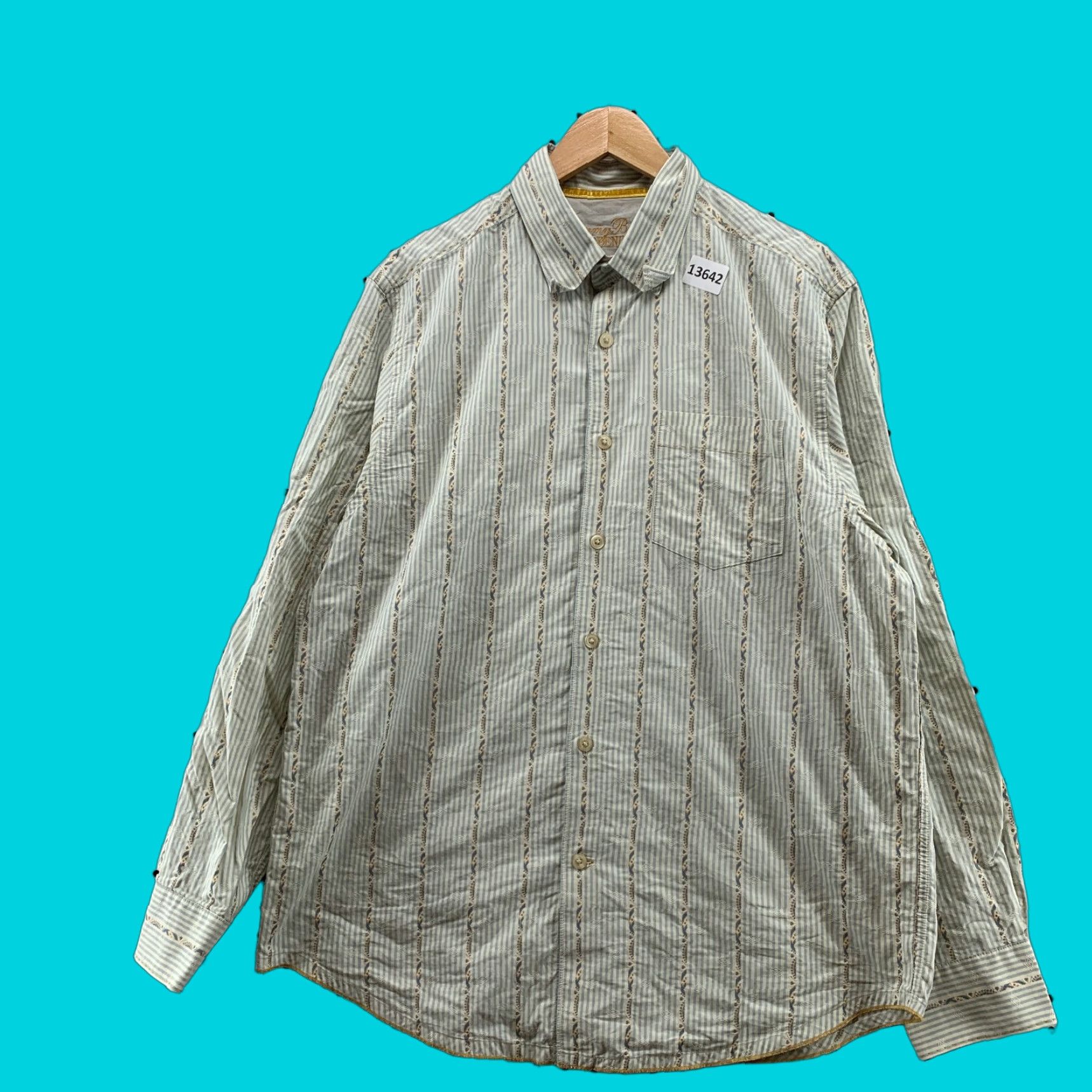 Tommy Bahama Tommy Bahama Button-Up Shirt Gray Long Sleeve Western Large 23.5x31 Mens Regular (L) Cotton Knit Button-Down Collared Plaid Pattern Size US L / EU 52-54 / 3 - 1 Thumbnail