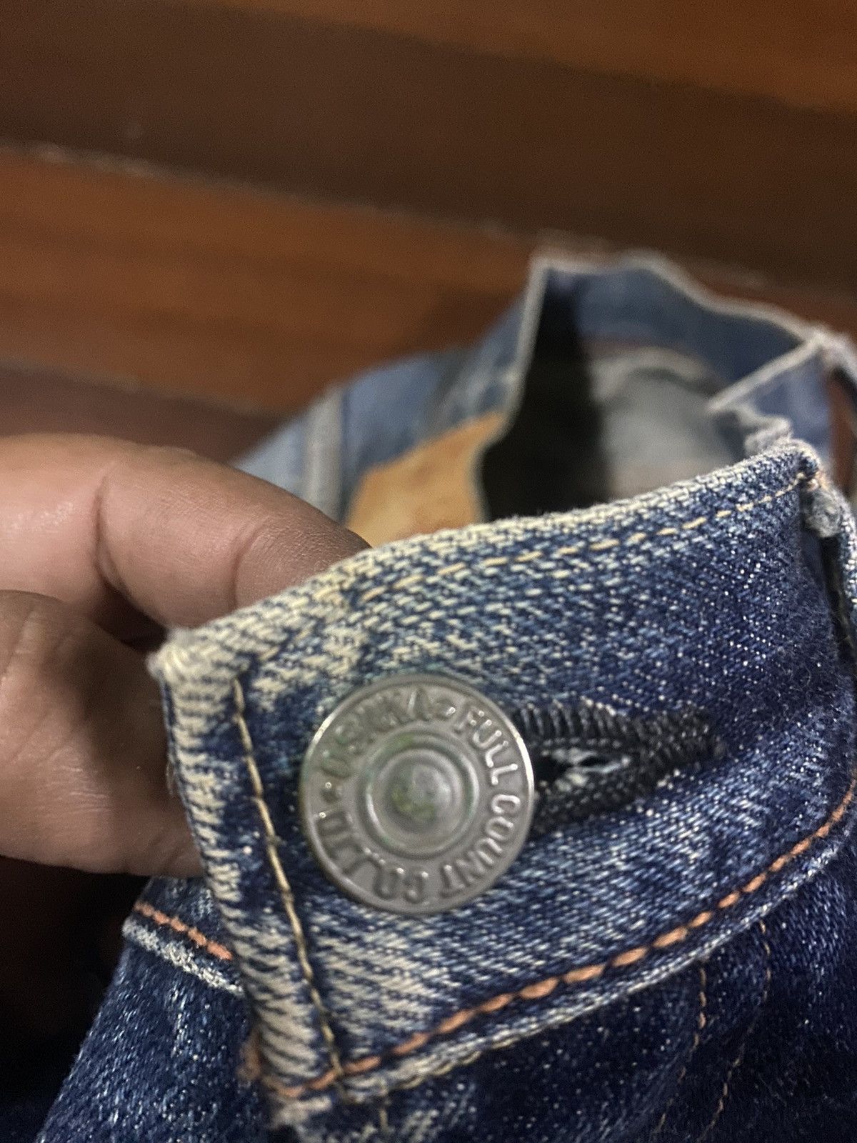 Full Count & Co. FIRE 🔥 FULL COUNT RUSTY DISTRESSED NICE FADED Size US 33 - 8 Thumbnail