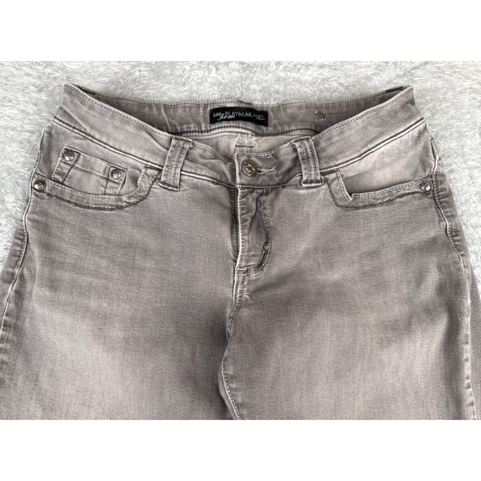 Lee Lee Modern Series Women's Jeans 29 Gray Denim Straight Leg Low Rise 29x29 Size 29" - 4 Thumbnail