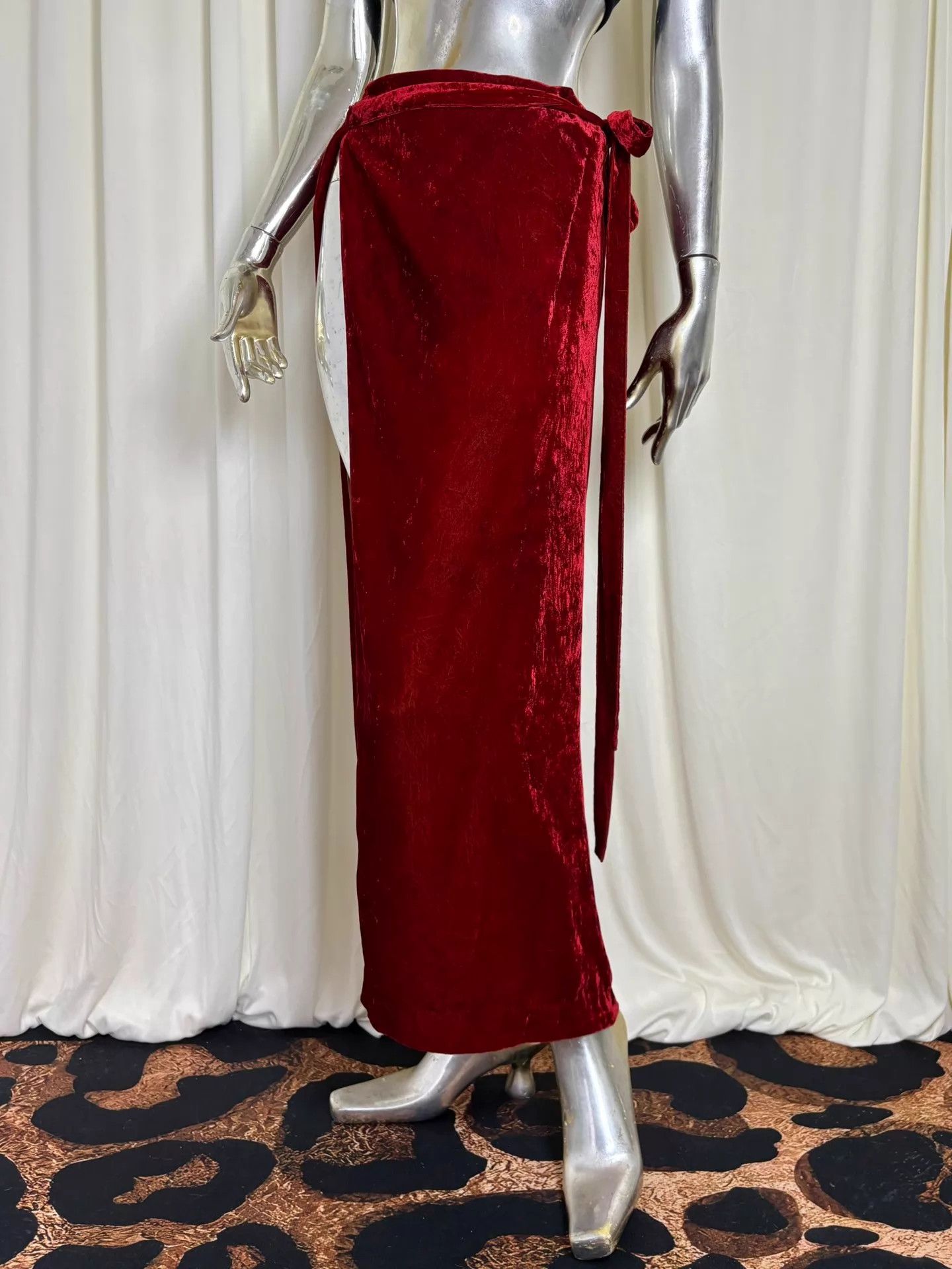 Jean Paul Gaultier Jean Paul Gaultier Vintage Red Velvet High Slit Wrap Skirt40 Size 27" / US 4 / IT 40 - 2 Thumbnail