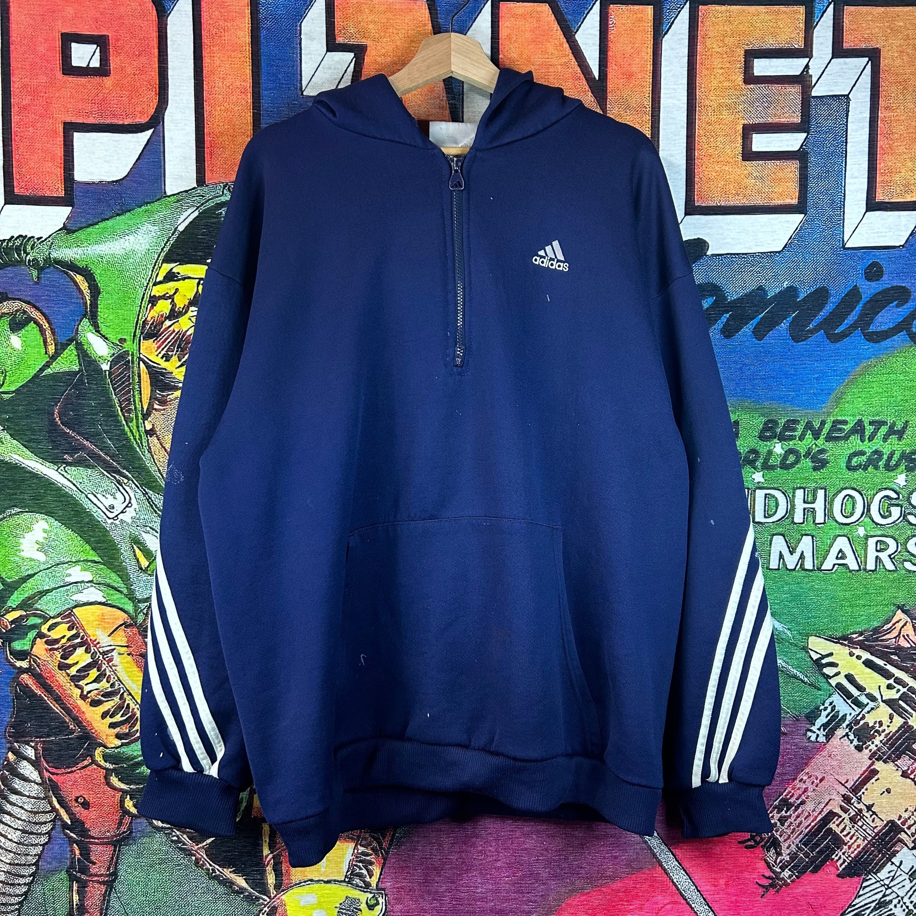 Adidas Vintage 90s Adidas Quarter Zip Hoodie Size XL Size US XL / EU 56 / 4 - 1 Thumbnail