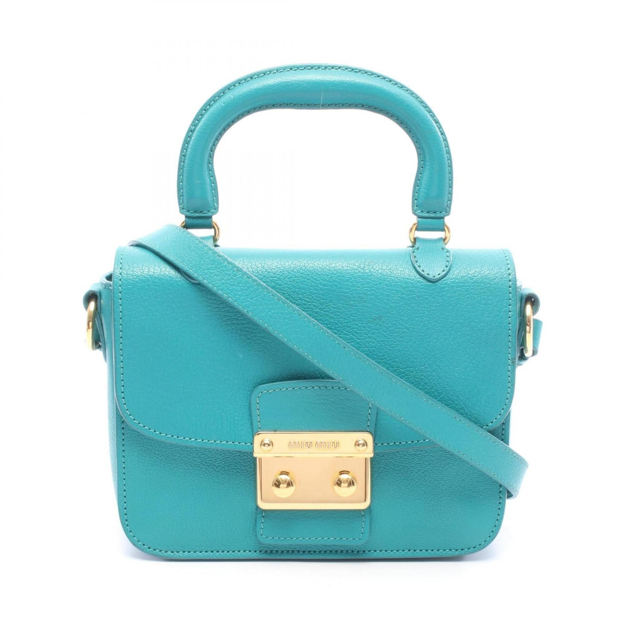 Miu Miu Miu Miu Miu Madras 2-Way Handbag, Leather, Women's, Green Size ONE SIZE - 1 Thumbnail
