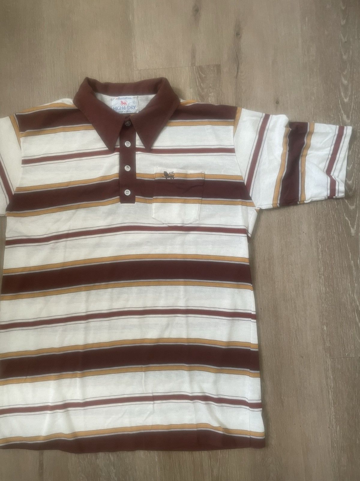Manhattan Portage × Vintage Thick Stripe High & Dry Manhattan Vintage Made in US Polo XL Size US XL / EU 56 / 4 - 5 Thumbnail