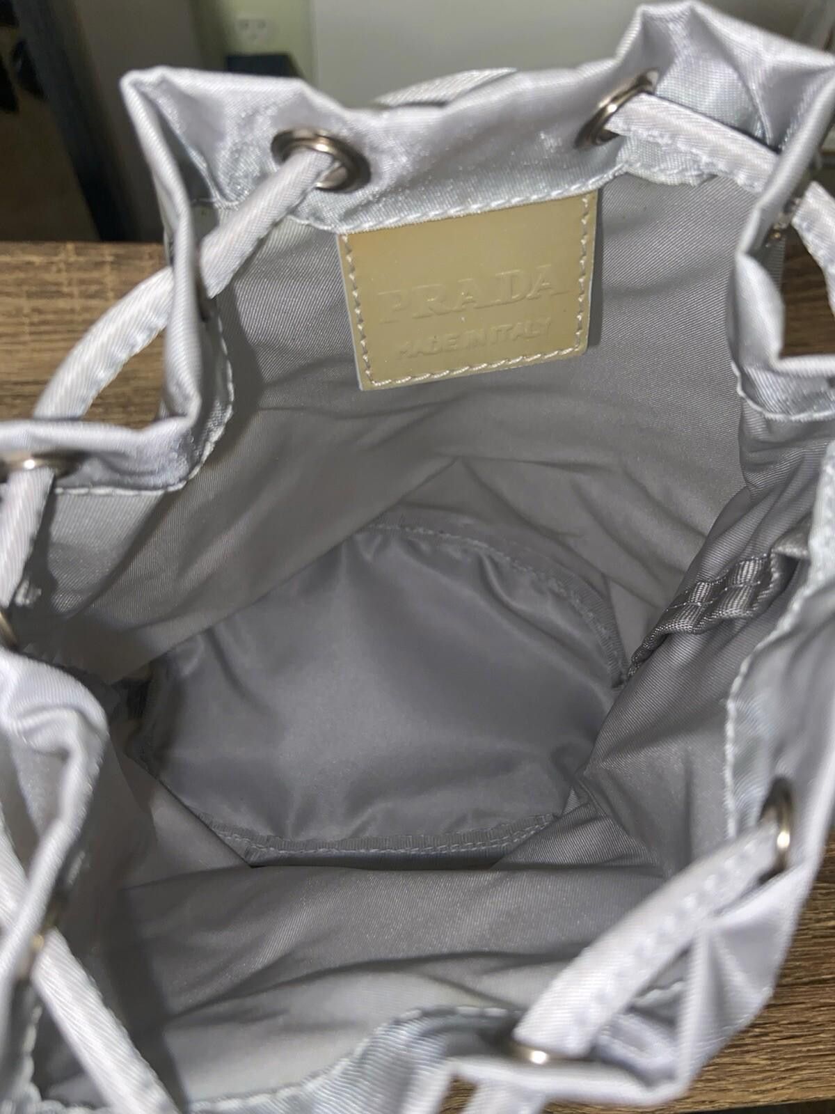 Prada Prada silver gray drawstring bucket pouch bag, great w card Size ONE SIZE - 9 Thumbnail