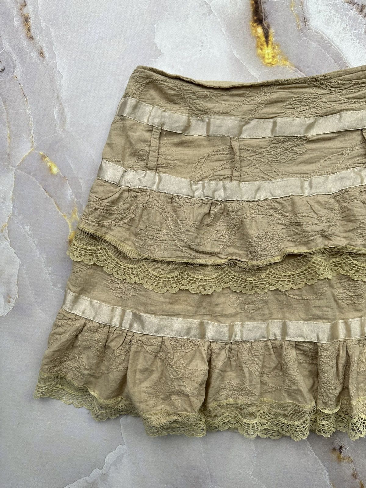 Japanese Brand Vintage Ruffled Flared Skirt Size 26" / US 2 / IT 38 - 2 Thumbnail
