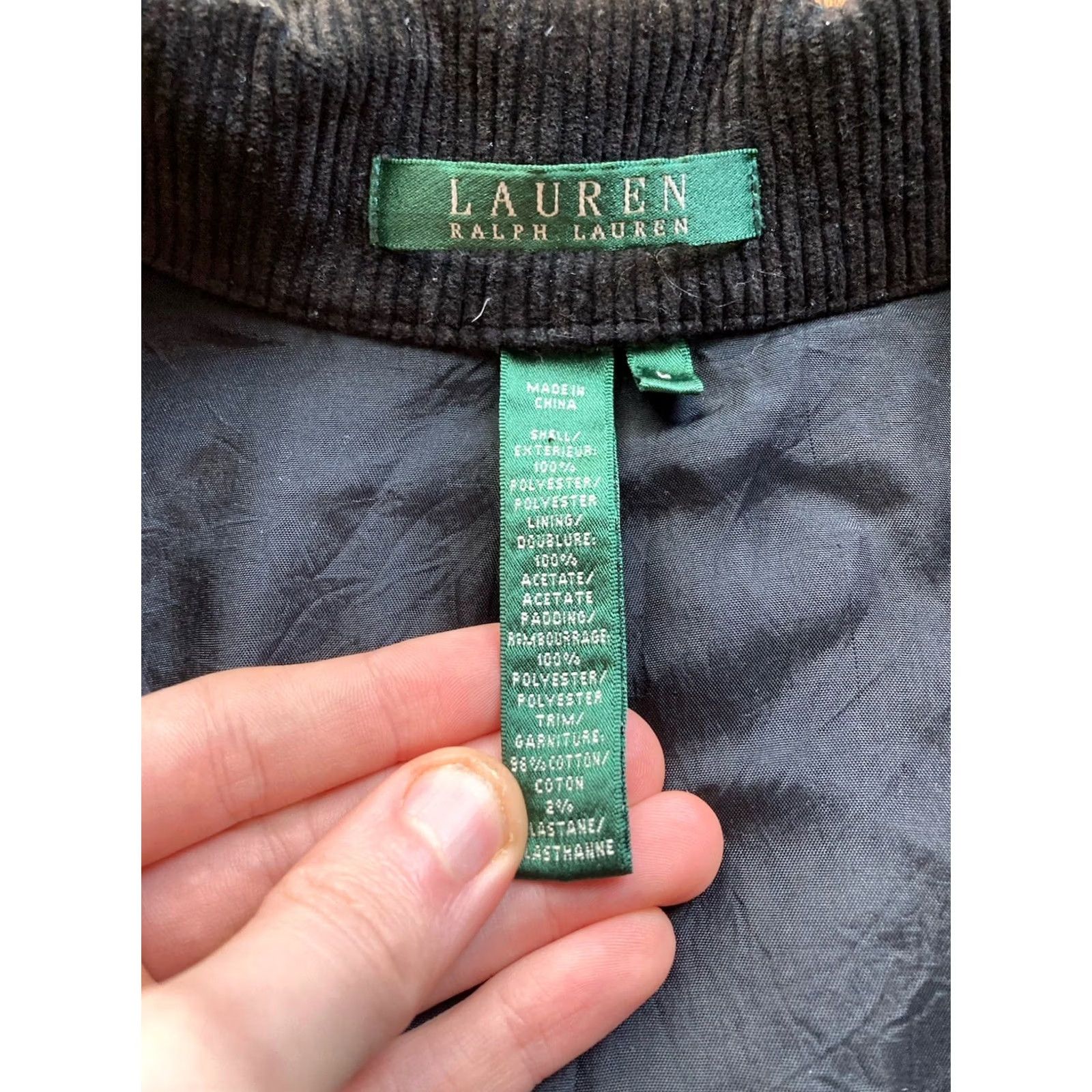 Ralph Lauren Lauren Ralph Lauren Jacket Womens Large Black Equestrian Quilted Corduroy Collar Size L / US 10 / IT 46 - 6 Thumbnail