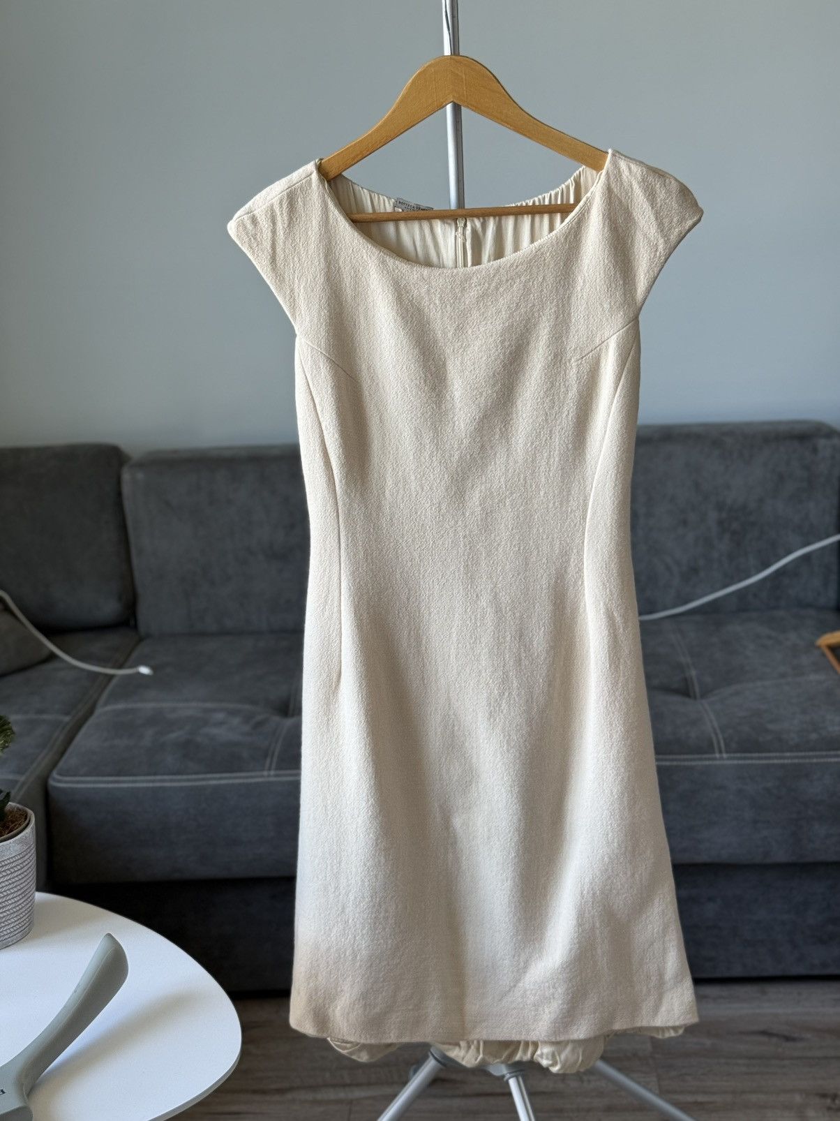 Bottega Veneta RRP $1,900+ Bottega Veneta White Wool Silk Blend Midi Dress Size S / US 4 / IT 40 - 3 Thumbnail