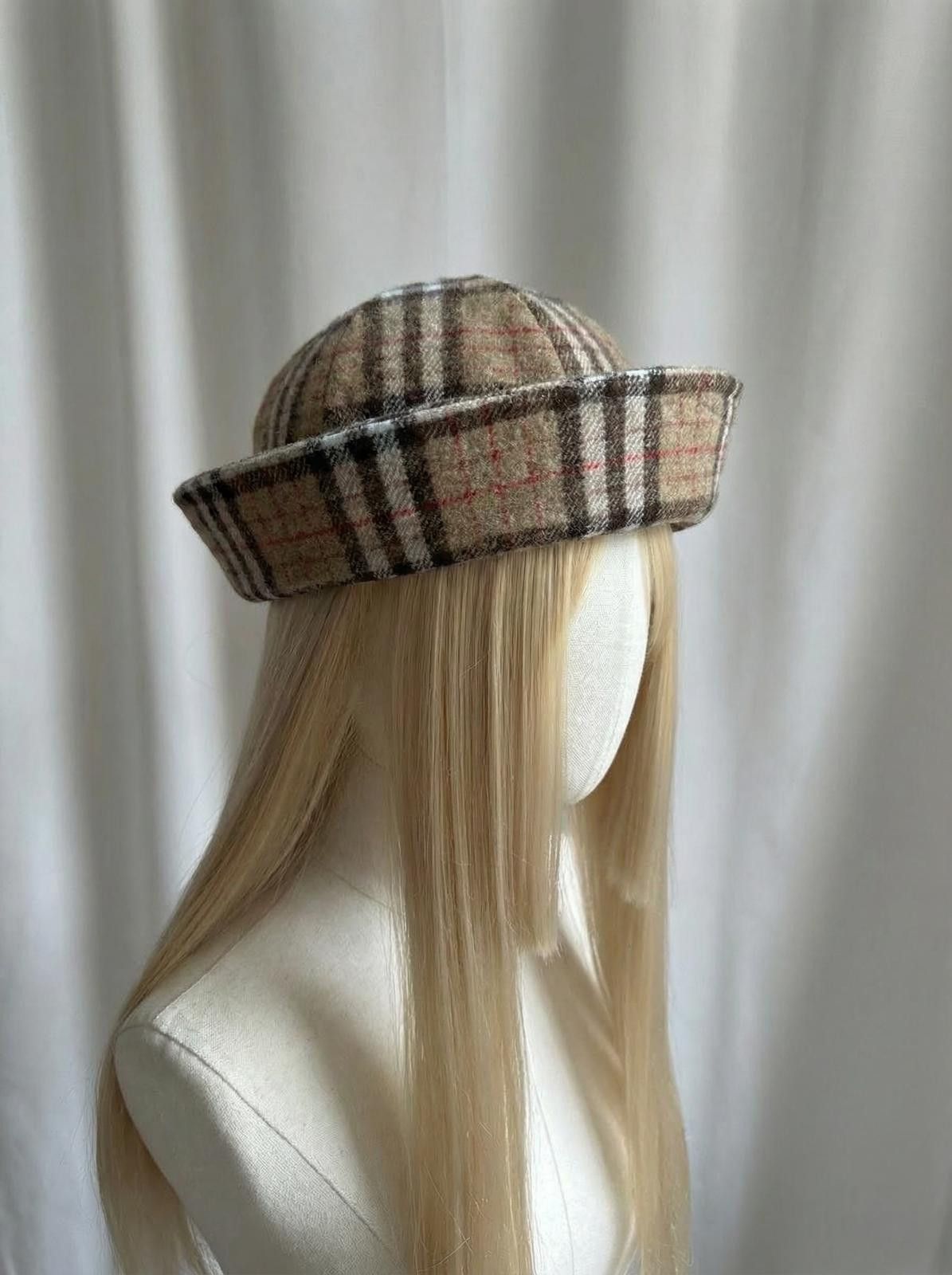 Japanese Brand Classic Tan Tartan Plaid Beret Sailor Hat Y2K French Girl Size ONE SIZE - 1 Thumbnail