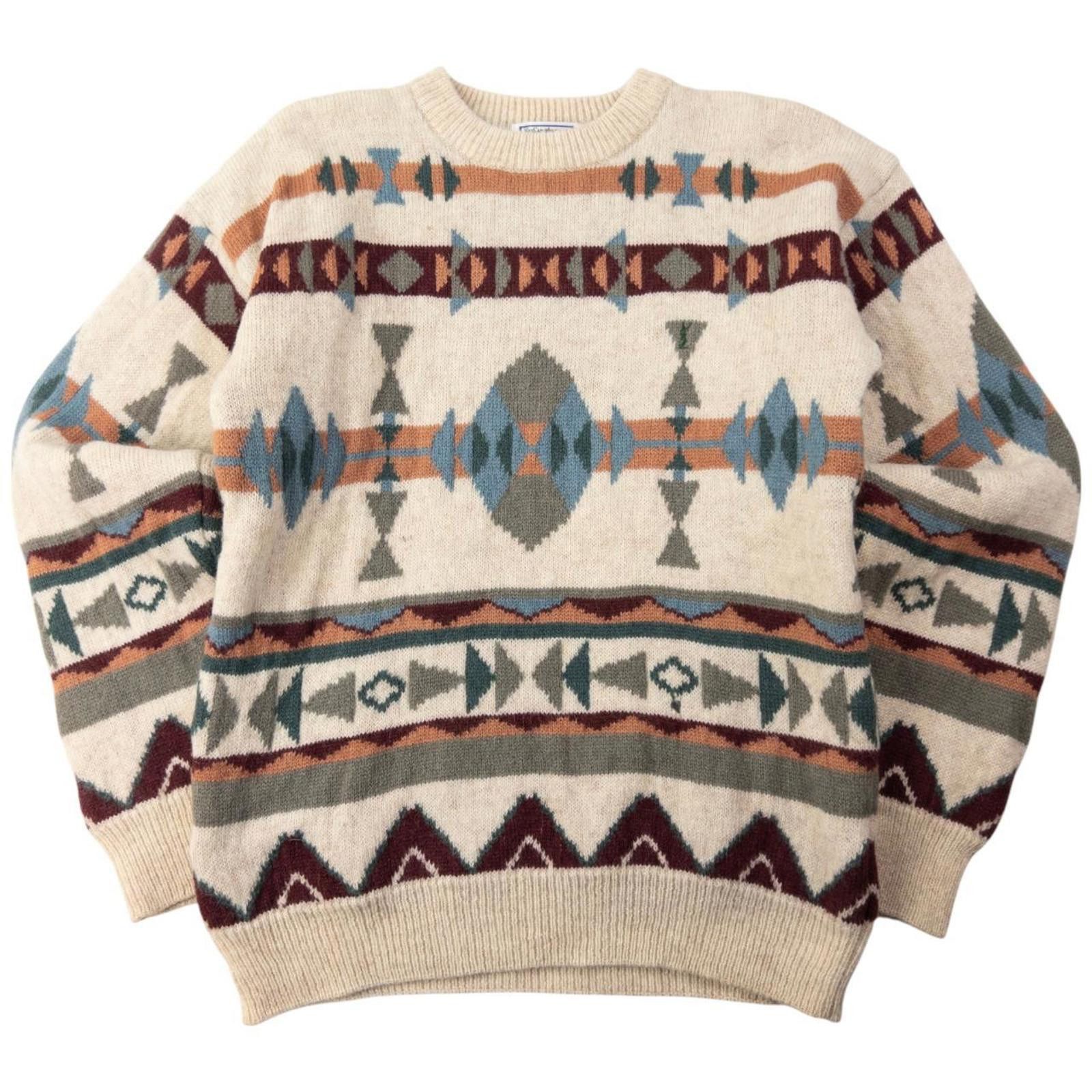 Vintage YSL Yves Saint Laurent Aztec Wool Knit Jumper Size M