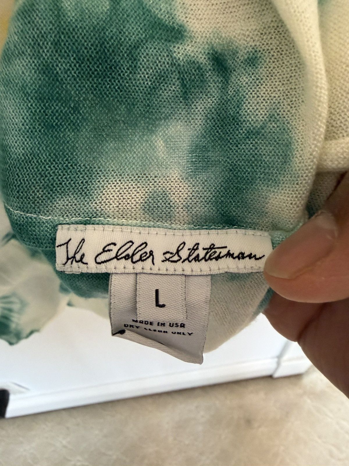 The Elder Statesman Green yellow tie die cashmere silk knit top NEW Size US L / EU 52-54 / 3 - 4 Thumbnail