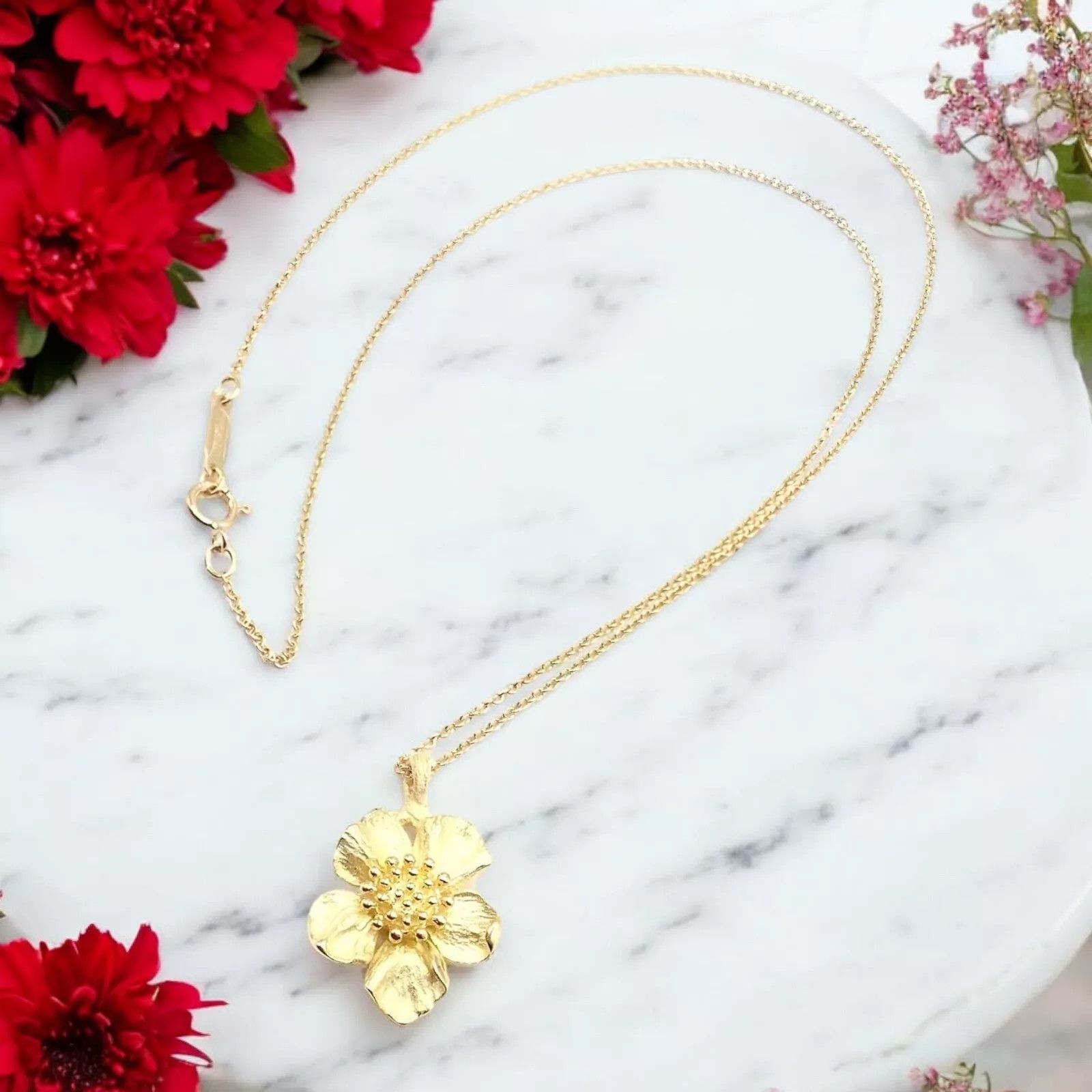 Tiffany & Co. Vintage Tiffany & Co 18K Yellow Gold Flower Pendant Necklace Size ONE SIZE - 2 Thumbnail