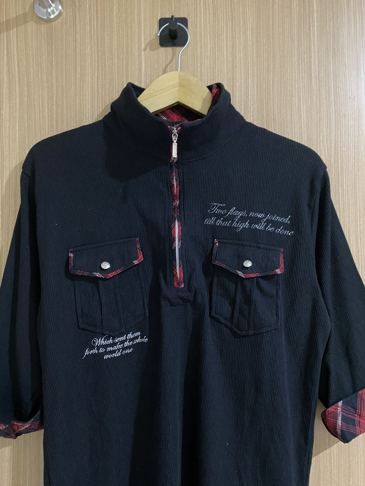 If Six Was Nine 2000s mind games double collar half zip poem punk polo shirt Size US XL / EU 56 / 4 - 8 Thumbnail