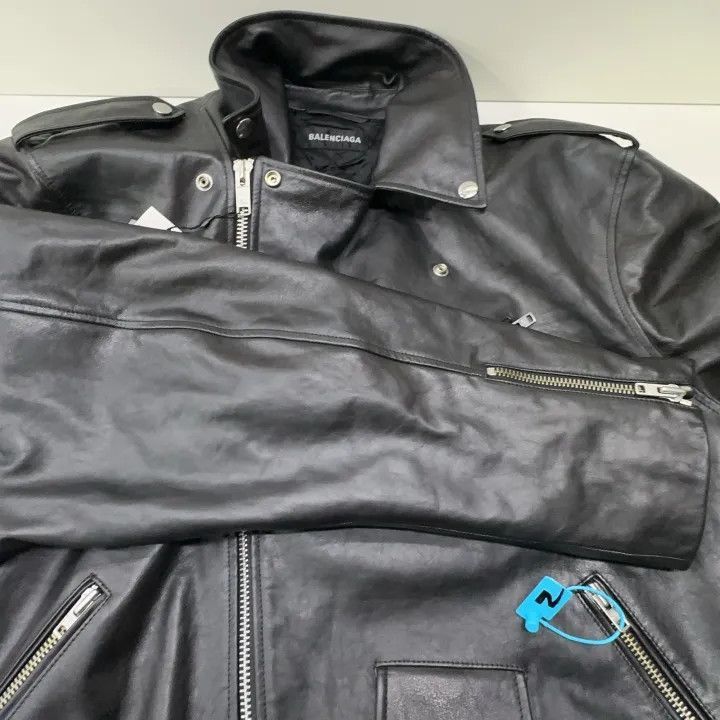 Balenciaga Balenciaga Logo Printed Biker Jacket Unisex Black 0079-2507 Size US L / EU 52-54 / 3 - 7 Thumbnail
