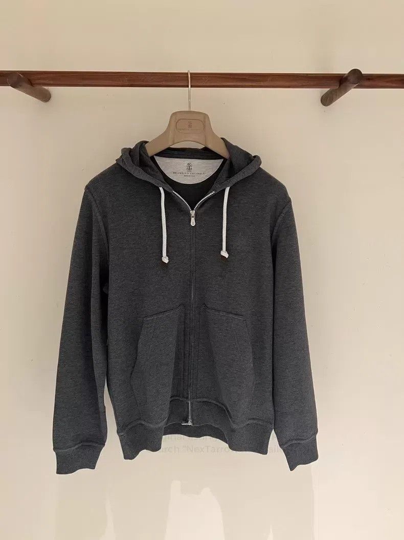 Brunello Cucinelli Brunello Cucinelli Men's Grey Hooded Sweatshirt Jacket Size US XS / EU 42 / 0 - 1 Thumbnail