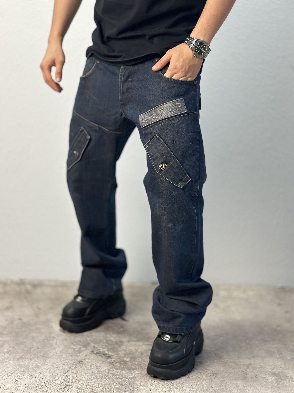 G-Star Vintage cargo denim distressed rare G-star style jeans pants Size US 34 / EU 50 - 1 Thumbnail