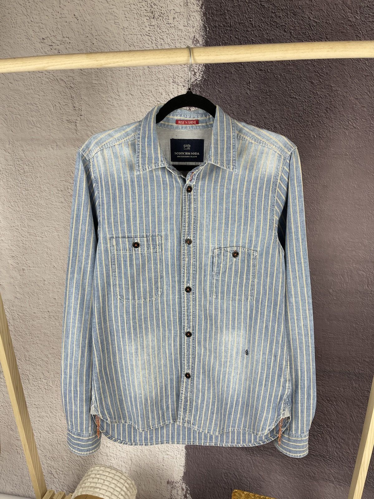 Scotch & Soda Scotch & Soda Rise’n Shine denim striped faded distressed Size US M / EU 48-50 / 2 - 1 Thumbnail