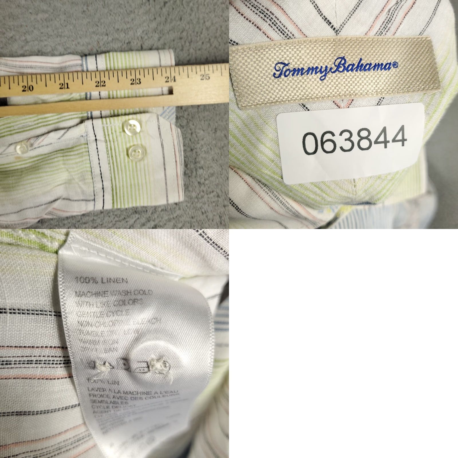 Tommy Bahama Tommy Bahama Button-Up Shirt Mens Medium Green Striped Linen Long Sleeve Casual Size US M / EU 48-50 / 2 - 8 Thumbnail