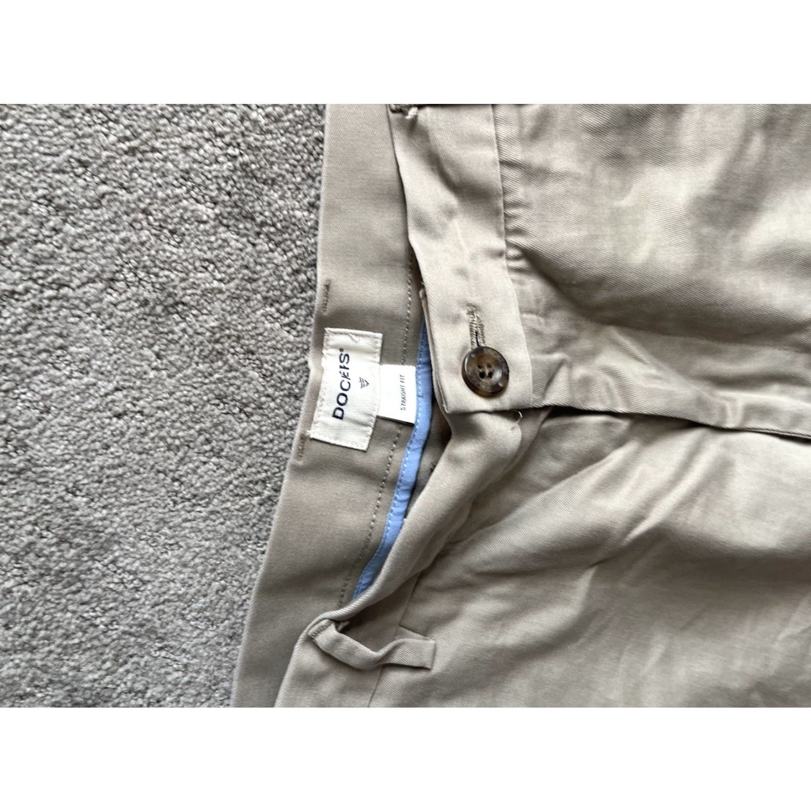 Dockers DOCKERS Pants Flat Front Chino Regular Mens Beige 36x34 36 34 Cotton Belt Loops Straight Front Vintage No N/A Size US 36 / EU 52 - 3 Thumbnail