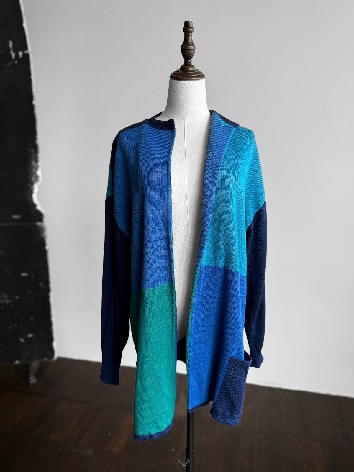 Other Kriss Sweden Womens Knit Cardigan Blue Colorblock Sweater Size L / US 10 / IT 46 - 2 Thumbnail
